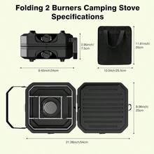 Portable Propane Camp Stove With 2 Burners, Independently Adjustable Heat, Foldable Design, Black, For Camping, Tailgating, Backyard BBQ, Durable Metal Construction - Black - View 9