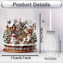 Acrylic Snowman House Desktop Decor, Classic Multipurpose Snowman Cottage Figurine, Ideal Gift For Friends And Family, Suitable For Office, Home Garden, Patio, Indoor/Outdoor Art Decoration