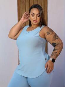 Plus Size Dry Fit Gym Fitness Tank Top High Quality Comfortable - Baby Blue - View 2