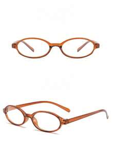 女士椭圆形全边透明镜片眼镜 - 轻便复古时尚眼镜，独特简约风格，复古小框，小脸，辣妹眼镜框，学生女轻便眼镜，素脸神器，椭圆形，百搭﻿ - 彩色 - 查看 9