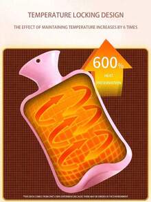 1pc Water Filled Hot Water Bottle, Faux Rabbit Fur Cover, Girls Heating Pad, Warm Belly, Hot Water Bag, Compact & Portable, Water Fillable, Hand Warmer, Rinse Water, Hand Warmer, Christmas, Christmas Gift - Multicolor - View 4