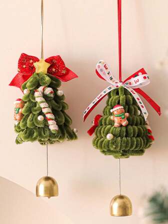 1pc Christmas Green Wreath Decorative Pendant, Cute Santa Claus Gingerbread Man Christmas Tree Gift Reindeer Christmas House Creative Design Accessory Decorative Wreath, Christmas Decoration Supplies, Suitable For Christmas Decoration, Christmas Gifts, Party Decoration, Christmas Tree Decor, Friend Gifts
