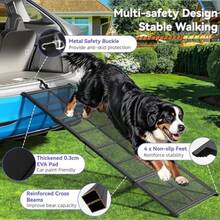 Dog Ramp For Car 187CM Long And 50CM Wide Folding Portable Aluminum Pet Stair Ramp With NonSlip Mesh Extra Wide Lightweight Dog Steps For MediumandLarge Dogs Up To 180KG Enter A Car SUV Truck Bed - Black - View 3