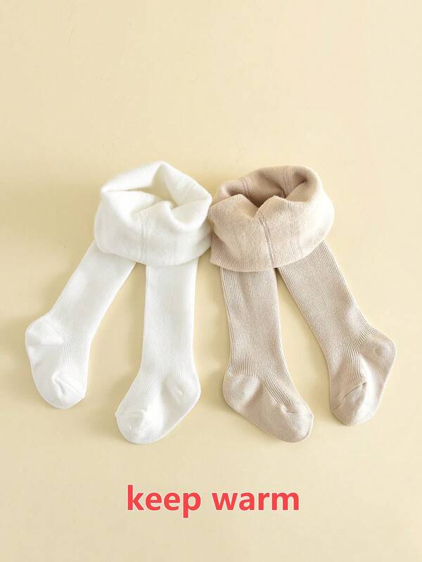 قطعتان من سراويل الرضع ذات اللون الأحادي، جوارب ضيقة للرضع دافئة ومريحة، مناسبة للارتداء اليومي، خريف/شتاء