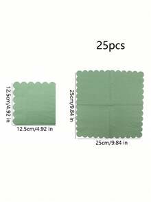 25 件一次性派对餐具鼠尾草绿色扇形餐巾适用于装饰、生日派对、婚礼、聚会、圣诞派对促销