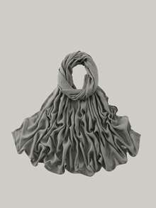 1 pieza Hiyab de viscosa modal sólido, pañuelo ligero y transpirable de moda, con acabado de puntada doble, artesanía refinada, pañuelo para mujer, adecuado para todas las estaciones