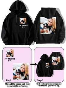 Maßgeschneiderter Damen Kapuzenpullover in Große Größen für Herbst/Winter, personalisierbar mit Ihren/Freund/Familie/Paar/Haustier Fotos, laden Sie interessante Zitate/personalisierte Texte/Namen/Segnungen/Feiertage/Jahrestage hoch, ideal als Geschenk zum Geburtstag/Jahrestag/Valentinstag