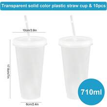 20/10 Pack Reusable 24oz Cups With Lids And Straws - Iced Coffee Cups, Plastic Travel Cups, Suitable Smoothies And Juices - Birthday Parties, Father's Day, Mother's Day Valentine's Day Halloween Christams Presents - 透明 - 查看 6