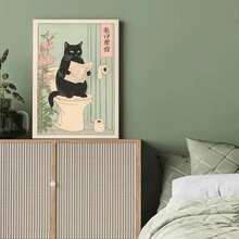 Arte de pared en lienzo de gato negro japonés en el inodoro, impresión divertida para baño, póster de inodoro, decoración de pared de gato japonés, imágenes estéticas minimalistas, obra de arte, pintura neutra, decoración del hogar, xincuadros decorativos para sala, póster, con marco, pósters, cuadros para la pared, marcos para cuadros, cuadro, virgen de guadalupe, salascuadros decorativos para sala,poster,con marco,posters,cuadros para la pared ,marcos para cuadros,cuadro,virgen de guadalupe,salas - transparente - Ver 7
