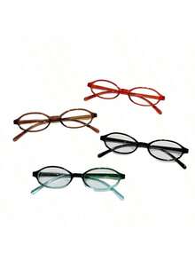 女士椭圆形全边透明镜片眼镜 - 轻便复古时尚眼镜，独特简约风格，复古小框，小脸，辣妹眼镜框，学生女轻便眼镜，素脸神器，椭圆形，百搭﻿ - 彩色 - 查看 8