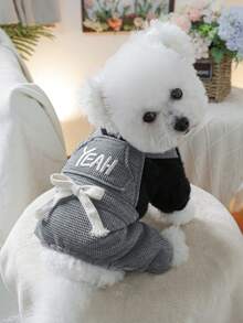 1 pieza Ropa para mascotas, Ropa para perros/gatos pequeños, Lindo atuendo para cachorros/gatitos felices, Ropa para mascotas cálida y cómoda para perros pequeños, Otoño/Invierno - Negro