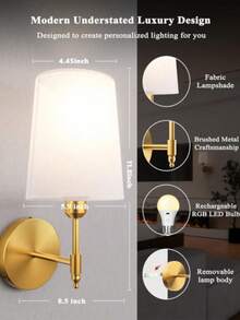 1200mAh Rechargeable Wireless Wall Lamp, Dimmable Detachable Light Strip With Remote Control, 8 RGB Colors, Suitable For Bedroom, Living Room And Home Entrance Decoration - 壁燈 - 查看 4