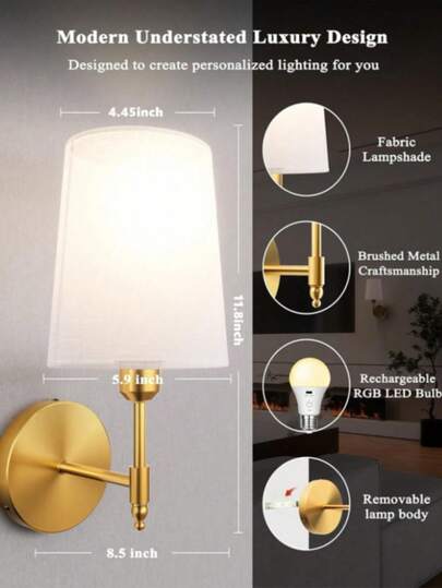 1200mAh Rechargeable Wireless Wand Lamp, Dimmable Detachable Verlichting Strip Remote Control, RGB s, Bedroom, Living Room Home Entrance ation view 4