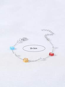 1 pieza Pulsera de flor de vidrio resistente al color hecha a mano, pulsera minimalista de mujer de acero inoxidable con flor de color mixto