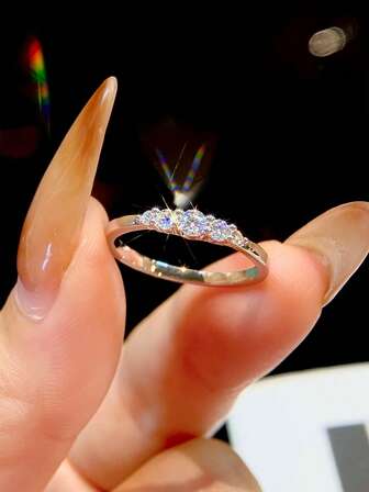 1 件 0.1 克拉五石莫桑石戒指 S925 纯银奢华订婚结婚戒指新娘珠宝