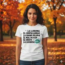 Dia de muertos playera temática Halloween La llorona-el chupacabras-la mano peluda-el mal de ojo- el cucuy- la lechuza dulto cómoda suave otoño - Blanco - Ver 2