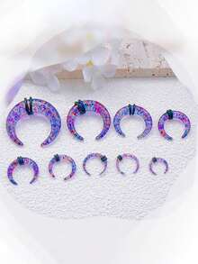 18 pezzi di orecchini a tunnel in stile punk hip-hop, set di 9 misure, con motivo floreale puntinato in blu, rosa, giallo, eleganti e unici, unisex, adatti per uso quotidiano e per tutte le festività, ottimo regalo