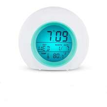 Reloj despertador digital, luz nocturna de 7 colores, repetición, detección de temperatura, 8 tonos de llamada diferentes, reloj despertador para niños, pequeño reloj despertador para el - 1 - Ver 1