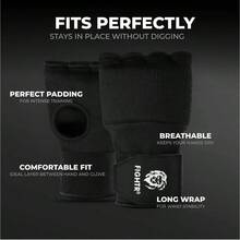 Premium Gel Inner Gloves - Quick Wrapping More Stability Gel Hand Wraps Boxing, Muay Thai, Martial Arts With Long Wrist Wrap - S 2.0 + Black - View 5