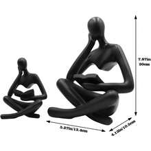 Reading Women Statue, Thinker Sculptures, Abstract Art Ornament, Modern Aesthetic Figurine For Home Living Room, Bedroom, Office Shelf, Table, Desk, Bookshelf Decor - Black Left - View 9
