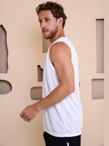 Men's Sleeveless Sports Tank Tops - Quick-Drying And Breathable Running And Gym Shirts With Geometric Patterns - Moisture-Resistant Workout Shirts For Beachwear, Casual Wear - Ideal Gift For Men, Couples - Spring/Summer Sportswear, Gym Clothes - 白色 - 查看 6