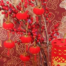 Pacote com 30 mini lanternas de veludo vermelho - perfeitas para decorações de casamento, Ano Novo Chinês e Festival da Primavera - lanternas de plástico suspensas para decoração de casa e festas temáticas, sem penas, decoração de Natal e Ano Novo