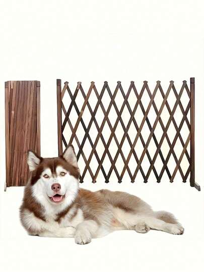 Retractable Wooden Pet Gate For Dogs & Cats - Anti-Corrosion Charcoaled Finish, Easy Install Indoor Safety Barrier For Home, Bedroom, Doorway & Stairs, Dog Gates For Inside