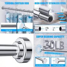 TEECK Shower Curtain Rod 2776 Inch Adjustable Spring Tension Curtain Rod Never Rust AntiSlip Shower Curtain Rod For Bathroom No Drilling Never Collapse Easy To Use Sier