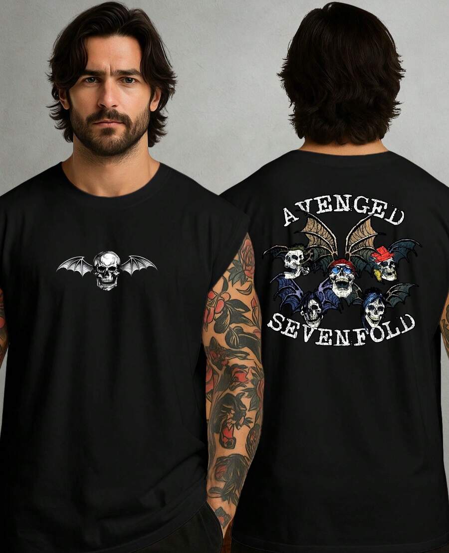 Banda Rock Avenged A7X Sevenfold Metal Oversized Deathbat Tank Top - Black - View 1