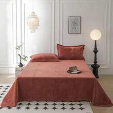 Juego de edredón de terciopelo de lujo tamaño king, juego de ropa de cama, colcha de terciopelo suave y ligera y sábana con 2 fundas de almohada marrón 200x220cm - Morado - Ver 14