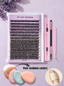 280 Stück Wimpernverlängerungs-Set, DIY Wimpernverlängerungs-Set mit einzelnen Wimpern-Clustern D-Krümmung, Wimpern-Cluster mit Wimpern-Kleber und -Versiegelung sowie Puderpuff, doppelseitiger Bürste und Wimpern-Applikator-Bürste für Selbstanwendung zu Hause (40D-50D) Wimpern-Cluster-Set, Wimpern, Kunstwimpern, geeignet für Reisen, täglichen Gebrauch für Anfänger, Hochzeiten, Dates, Partys, Festivals, sehr geeignet als Weihnachts-/Halloween-/Geschenk-Wimpernbündel