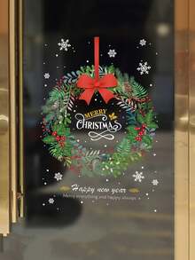 Pegatinas de corona de Navidad, adecuadas para decoración de ventanas y puertas de cristal - Película estática de PVC de temporada, decoración de escena festiva sin adhesivo, con diseños navideños, fácil de pegar y quitar, decoración multifuncional del hogar para Navidad