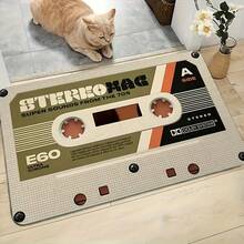 1pc Of Entrance Area Floor Mat, Retro Nostalgic Cassette Element Pattern Printing Mat, Polyester Wear-Resistant And Durable Floor Mat, Indoor And Outdoor Entrance Floor Door Mat Kitchen Floor Mat Balcony Bedroom Foot Mat - 查看 2