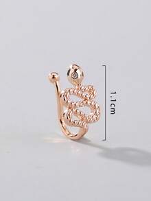 1 件微镶嵌锆石蛇形 U 形假鼻环，女士穿孔首饰 - 玫瑰金 - 查看 6