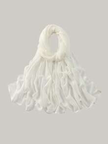 1 pieza Hiyab de viscosa modal sólido, pañuelo ligero y transpirable de moda, con acabado de puntada doble, artesanía refinada, pañuelo para mujer, adecuado para todas las estaciones