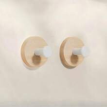 Minimalist Wooden Style, Suitable For Bedroom, Bathroom, Foyer And Other Scenes, Retains Natural Wood Tone, No Excessive Patterns, Compact Hook Shape, Smooth Edges, Wall-Mounted Hanging Hooks Won't Damage Walls, Strong Adhesive Bathroom Hooks, Hanging Clothes Rack, Wall-Mounted Wooden Hooks, No Drilling Required