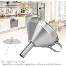 Embudo de Metal para Cocina, Juego de Embudos de Acero Inoxidable con Filtro de Aceite Embudo con Pantalla de Filtro Desmontable para Filtrar Líquidos de Transferencia de Residuos(13cm),Embudos - 15 centímetros - Ver 6