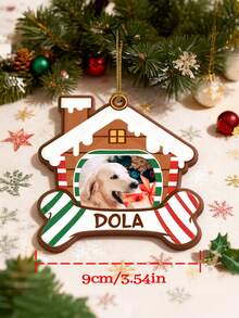 Customized Personalized Dog Christmas House Photo Pet Decorations, Customized House-Shaped Wooden Christmas Ornaments Hangers, Christmas Souvenir Gifts, Dog Souvenirs, Cat Souvenirs, Christmas Souvenir Gifts For Pet Lovers.