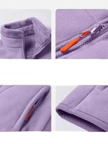 Women's Faux Sherpa Fleece Jacket, Warm & Soft, With Zipper Pockets, Reversible A/B Double-Sided Lining, Suitable For Outdoor Running, Hiking In Autumn/Winter,Skiing