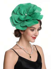 1pc Large Rose Flower Fascinators Hat Dainty Satin Fabric Big Camellia Flower Headband For Women Wedding Part Dance Clothes Accessories Jewelry Costume,For Summer Costume,Party - Flower Headband - View 21