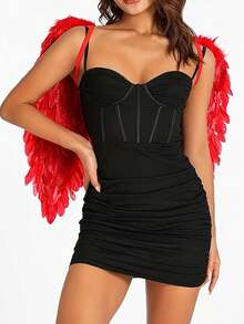 1 قطعة أجنحة ملائكة ذات ريش ملونة، إكسسوار تنكري مخصص للبالغين، مناسب للمهرجانات والعروض والكوسبلاي وأعياد الهالوين، إمدادات حفلة الهالوين الشعبية، أجنحة ريش لأداء المسرح للأطفال - لون عشوائي - مشاهدة 5