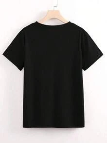 Camiseta de Mujer con Estampado Personalizado - Corte Oversize, Cuello Redondo, Perfecta para Ocio y Viajes, Envío en México​ - Blanco y Negro - Ver 2
