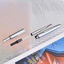 Jinhao 10 - Pluma estilográfica de prensa con caja, punta extrafina retráctil de cromo brillante ondulado con juego de convertidor de tinta (clip plateado) - Naranja (clip negro) - Ver 11