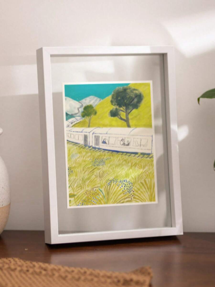 1pc Double-Sided Transparent Photo Frame, Tabletop Calligraphy Painting Display Stand, Real Glass Instant Photo Frame - White - View 1