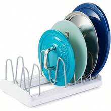 StoreMore Adjustable Pot Lid Organizer Standard White