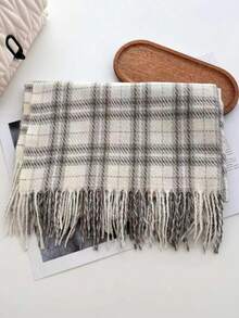 1pc Women's Fashion Korean Plaid Scarf, Autumn And Winter Warm Fashion Fringe Student Scarf, Thick Long Scarf For Male Couple Shawls,