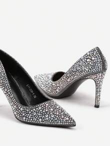 Sparkly Pointed Toe Stilettos Women's Evening/Party Wedding Shoes All Seasons - Black - View 6
