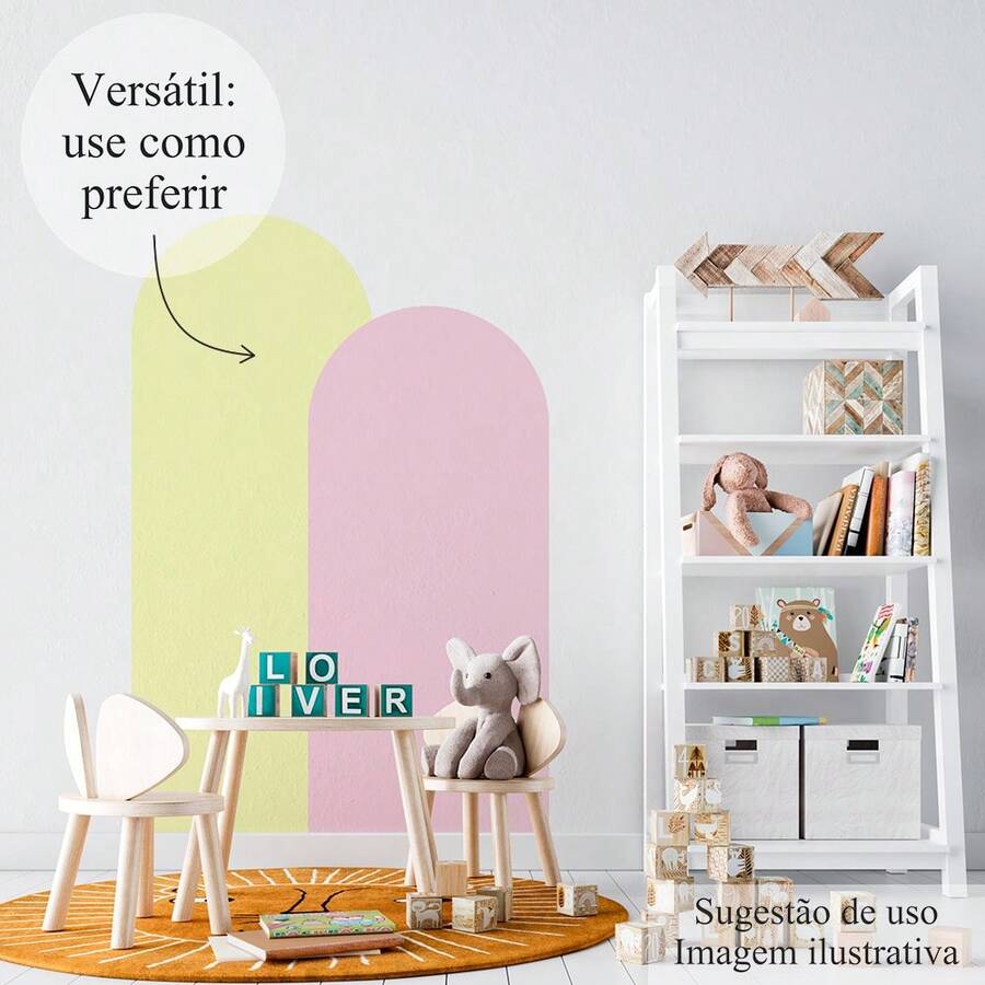 Papel de Parede Adesivo Arco Romano Decoração Moderno Tons Terrosos Colorido - Rosa Candy - Visão 1