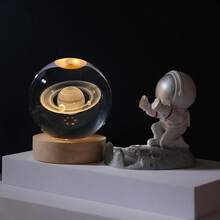 Crystal Ball Colorful Night Light,USB Powered, Wooden LED Light Base, Creative Carving Decoration, Christmas And Valentine's Day Birthday Gift. - Wooden Color - View 8