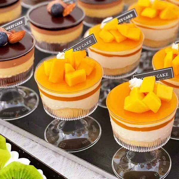10/25/50 100ml Striped Dessert Cups (Please Confirm Specifications And Dimensions Before Purchasing), Plastic Party Cups, Suitable For Espresso, Tiramisu Pudding, Cheesecake, Mousse, Etc., Reusable, Suitable For Birthday Parties And Weddings, Halloween, New Year, Christmas Gifts. (Verre En Plastique-Cup Cake-Decoration Mariage-Decoration Anniverssaire)